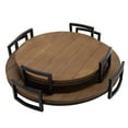 thumbnail image 1 of Sagebrook Home 13934-01 S/2 ROUND WOOD TRAYS, BROWN, 1 of 4