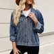 thumbnail image 4 of Abrigos y chaquetas de mezclilla con capucha y manga larga para mujer, abrigos casuales con cuello vuelto, bolsillos, botones regulares, sin capucha, abrigos de mezclilla de manga larga para mujer, 4 of 6