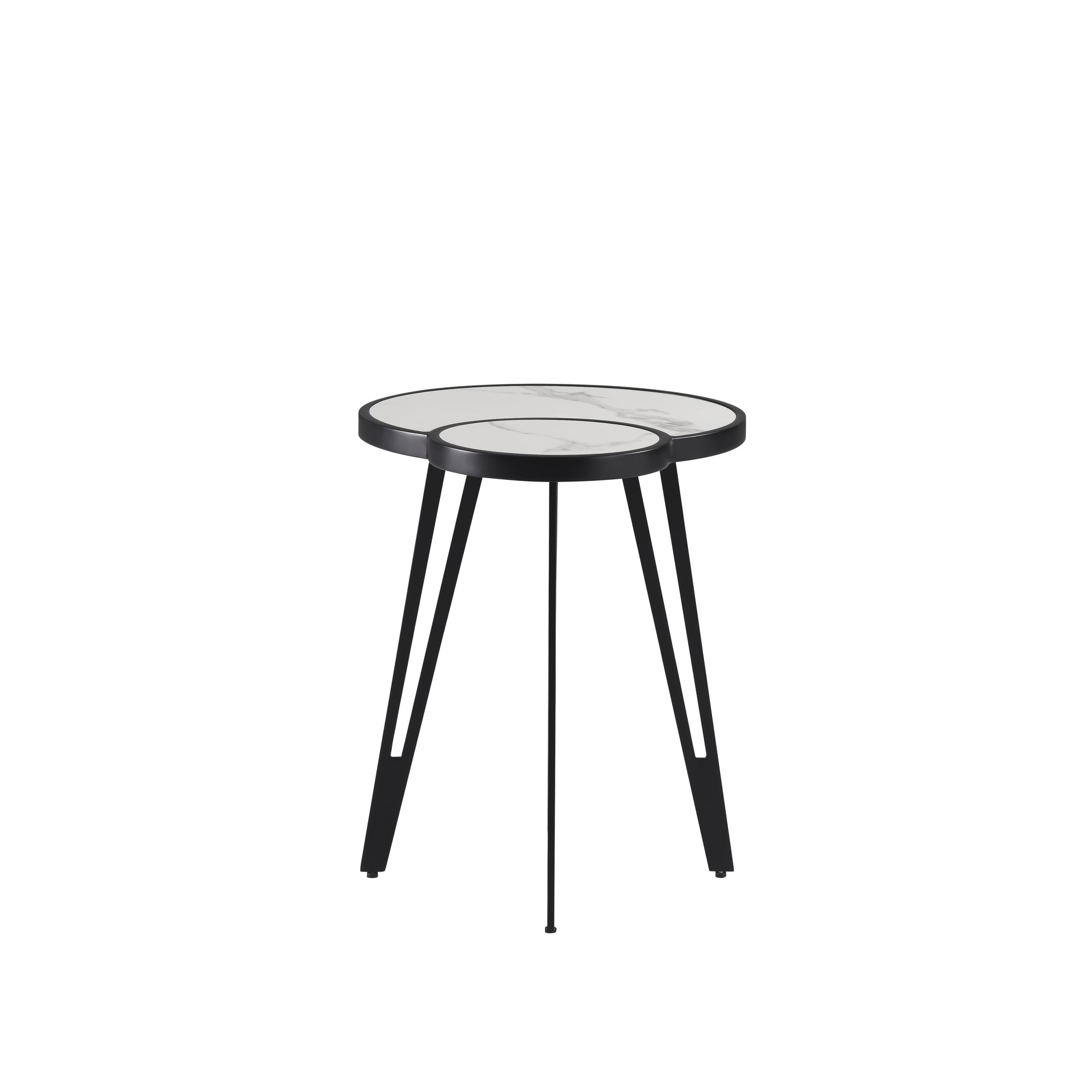 Banks Contemporary Modern Oval White Coffee Table Set with Sintered Stone Top - Set of 2