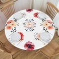 thumbnail image 2 of Flower Red Round Fitted Tablecloths Table Covers Wipeable Waterproof Elastic for Kitchen Dinning Parties Wedding Picnic Medium Fits 45-50 Inch Table Size, 2 of 5