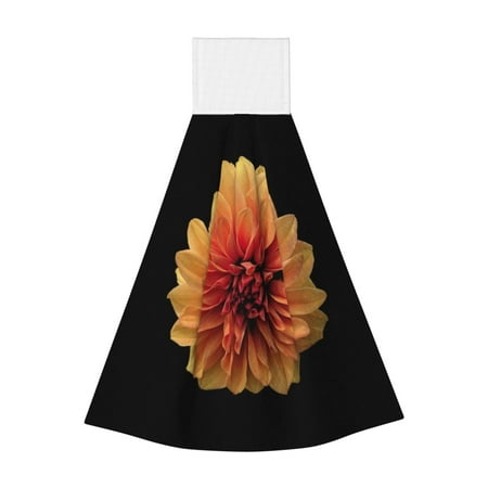 

Zufioo Orange Dalia Print Coral Fleece Velcro Hand Towel Hangable Absorbent Hand Towel Suitable for Kitchen Bathroom Household Items