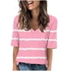 thumbnail image 1 of Camisetas de Manga Corta con Cuello en V Impresas, Camisetas Ligeras Y Elegantes con Cuello en V de las Mujeres, 1 of 5