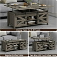 thumbnail image 5 of 47.2" Lift Top Coffee Table, 4 in 1 Farmhouse Coffee Table with Storage and Sliding Barn Doors, Coffee Tables for Living Room, Dining Room (Grey), 5 of 8