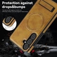 thumbnail image 4 of For Samsung Galaxy S25 Magnetic Case Leather Kickstand Phone Cover Compatible with MagSafe - Grey, 4 of 5
