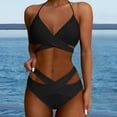 thumbnail image 2 of MIXUE Swim Suits for Women Solid Color Two Piece Bikini Sets for Women High Waisted Bikini Sets for Women Push Up Wrap Swimwears Bathing Suits,Black,XXL, 2 of 5