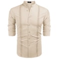 thumbnail image 4 of COOFANDY Men's Cuban Guayabera Shirts Long Sleeve Button Up Shirts Casual Linen Shirt, 4 of 8