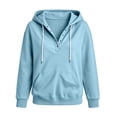 thumbnail image 4 of Asgosdo Hoodies for Women Long Sleeve Button Collar Drawstring Hooded Tops Loose Fit Sweatshirts Comfy Casual Winter Pullover, 4 of 6
