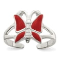 thumbnail image 1 of 925 Sterling Silver Antiqued Red Enameled Butterfly Toe Ring, 1 of 2