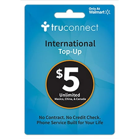 $5 TruConnect International Unlimited Mexico, China, & Canada refill card (Email