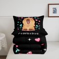 thumbnail image 5 of Manfei Dreamy Heart Print Queen Comforter Set,Lovely Monogrammed Comforter Sets Queen,Black,Black Reversible,3pcs,1 Comforter and 2 Pillowcases, 5 of 7