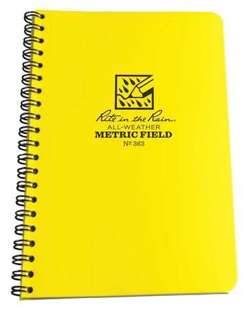 RITE IN THE RAIN 363 All Weather Notebook,Side Spiral,Metric