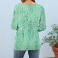 thumbnail image 6 of Uaswgudfs ​Women's 3/4 Sleeve Round Neck T-Shirt: Floral Abstract Accents & Lightweight Fabric for Casual Summer BlousesGreenL, 6 of 7
