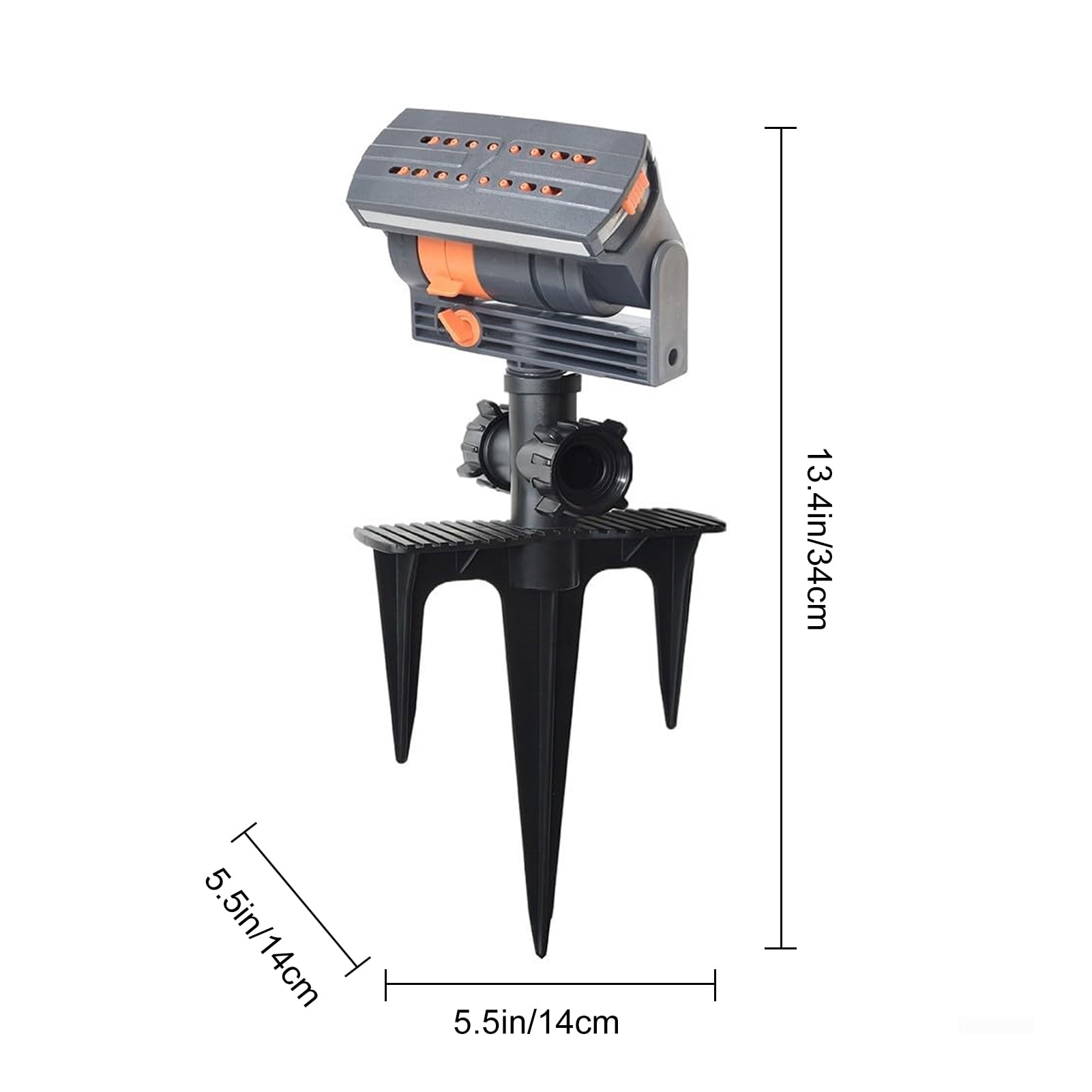 OIUR Lawn Sprinkler 16 Holes Water Sprinkler with Ground Spike Adjustable 4 Spray Modes Garden Sprinkler for Watering Plants in Yard Lawns Vegetables Gardens