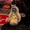 thumbnail image 6 of Brass Tibetan Imitation Dzi Bead Pendant Double Sided Amulet with Black Rope Lucky Charm Spiritual Jewelry, 6 of 6