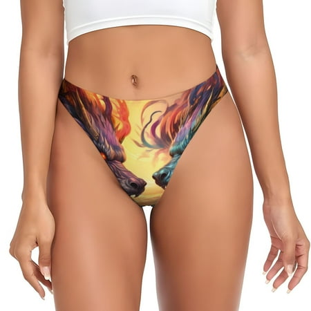 Sigee Colorful Wave Dragon Head for Women s G-String Panty  Low Rise  Soft Lace Perfect for Everyday Wear or Special Occasions-Small