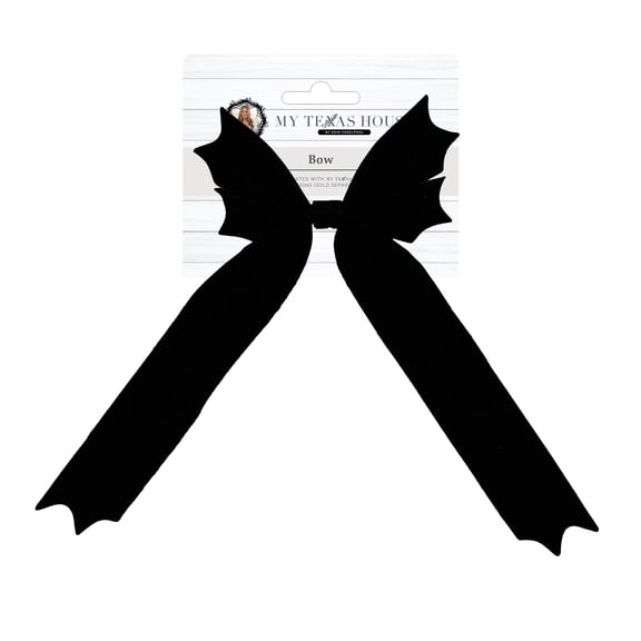 My Texas House Halloween Large Velvet Bat Bow, Black, 18"