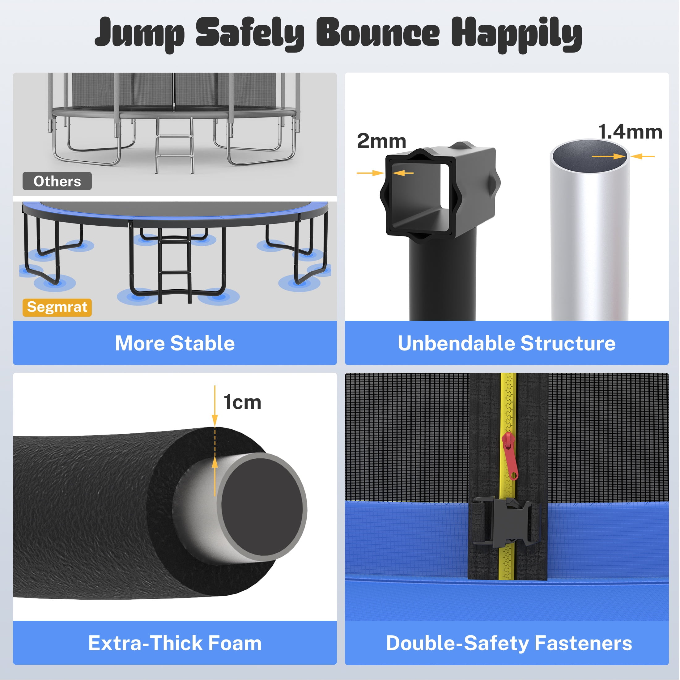 12FT Trampoline with Enclosure for Kids Adults, SEGMART Outdoor Pumpkin Round Recreational Trampoline with No-Gap Design, Heavy Duty Backyard Trampoline with Basketball Hoop for Indoor Outdoor