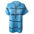 thumbnail image 5 of Babysbule Women's Tops Women Plus Size Zipper Stripe Print V-Neck Short Sleeve T-shirt Top Blouse, 5 of 6