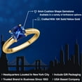 thumbnail image 2 of Gem Stone King 10K Yellow Gold Blue Created Sapphire Solitaire Engagement Ring for Women | 1.00 Cttw | Cushion 6MM | Gemstone September Birthstone | Size 8, 2 of 6
