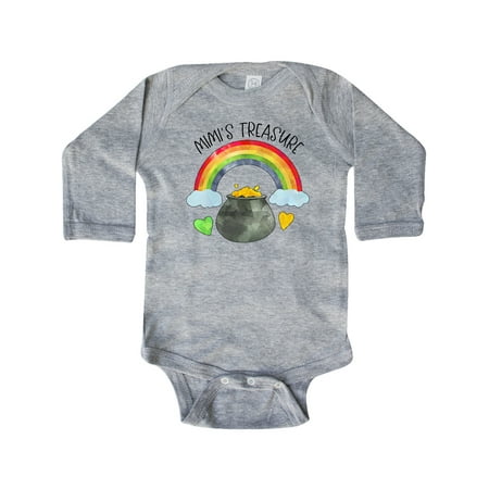 

Inktastic Mimi s Treasure St. Patrick s Day Rainbow and Gold Gift Baby Boy or Baby Girl Long Sleeve Bodysuit