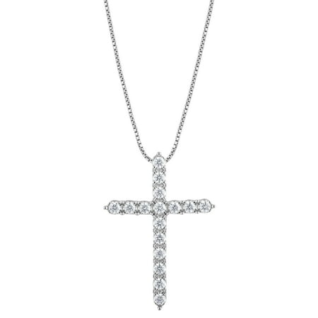 Unique Moments 1/2 Ct Lab Grown Diamond Cross Pendant Necklace in Silver for Women (J-SI-I1)
