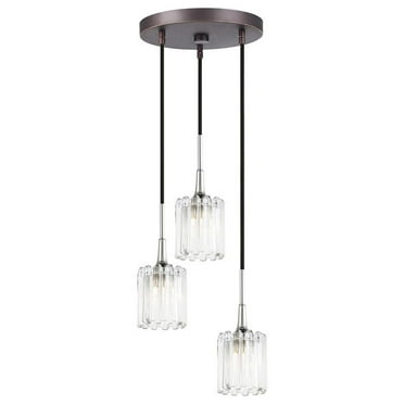 Woodbridge Lighting Regent Park 3-Light Glass Pendant in Chrome/Bronze