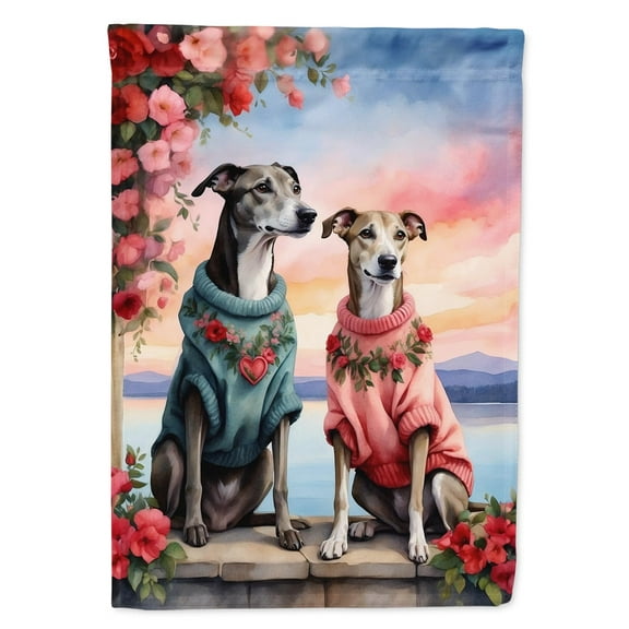Greyhound Two Hearts Garden Flag 11.25 in x 15.5 in