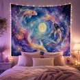 thumbnail image 2 of Koi Among Lotus Flowers Around a Glowing Moon, Serene Fantasy for Space Lovers, Celestial Wall Art, Housewarming Gift, Tapestry Wall Hanging for Bedroom and Living Room, 2 of 7