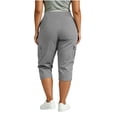 thumbnail image 6 of Vynhevius Plus Size Cargo Capri Pants for Women, Casual High Rise Button Waist Cropped Pants with Multi Pockets, Summer Outdoor Walking Capris, 6 of 7