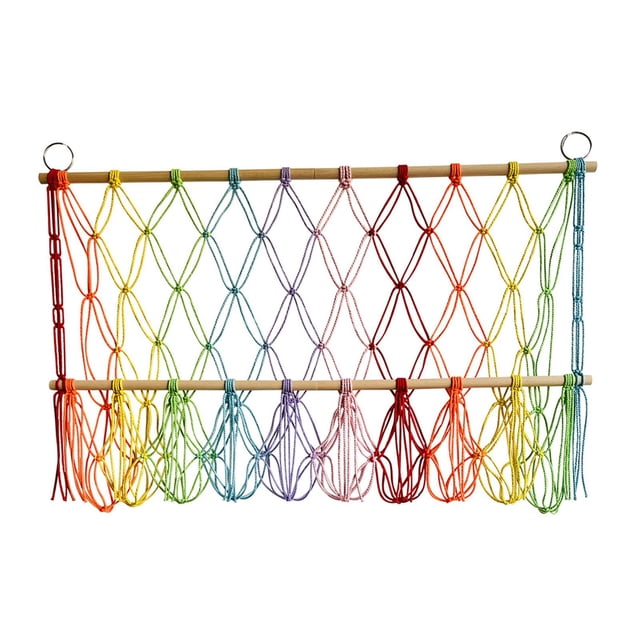 bedienty Wall Hanging Net Toy Storage Organizer Durable Toy Handwoven Plush Organizer Colorful 80x55cm