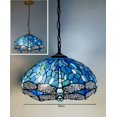 thumbnail image 4 of Jarri Lights Sea Blue Dragonfly Tiffany Hanging Lamp 16in,Crystal Bead Lampshade, Pendant,, 4 of 6