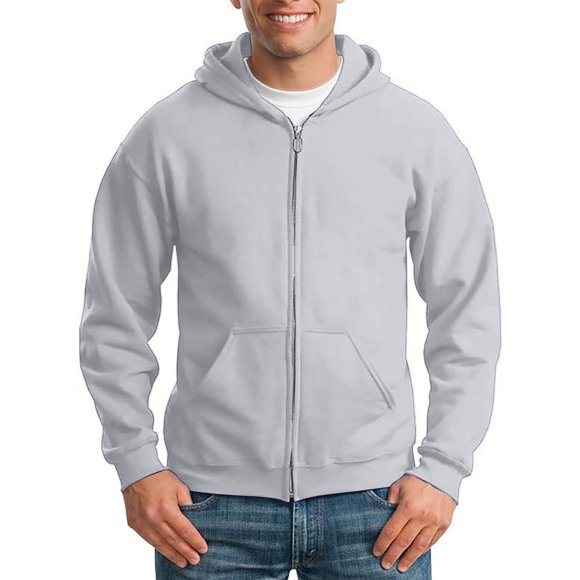 Ediodpoh Mens Zip up Hoodie Long Sleeve Full Zip Hooded Sweatshirt Pullover with Pocket Mens Sweatshirts Light Gray XXXL