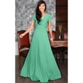 thumbnail image 3 of KOH KOH Long V-Neck Flowy Cap Short Sleeve V-Neck Bridesmaid Wedding Guest Party Formal Summer Sundress Tall Gown Maxi Dress Dresses For Women Light Emerald Green X-Large US 14-16 NT074, 3 of 7