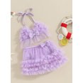 thumbnail image 2 of Bagilaanoe Newborn Baby Girls Swimsuits 2 Piece Bikinis Set Tulle Camisole Tops + Shorts 6M 12M 18M 24M Infant Swimwear Bathing Suit Beachwear, 2 of 8