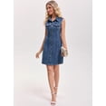 thumbnail image 7 of DARING DIVA Women's Sleeveless Collared Button Down Short Jean Dress 2XL Dark Blue, 7 of 7
