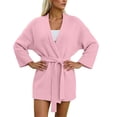 thumbnail image 5 of Vynhevius Women's Midi Length Cardigan Sweater Knit Solid Belted Waist Open Front Casual Long Sleeve Outerwear Tops, 5 of 7