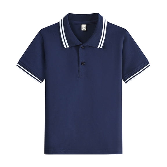 uikmnh Boys Solid Color Short Sleeve T-Shirt, Soft Casual School Tee for Kids & Youth Color:Navy,Size:12-13 Years