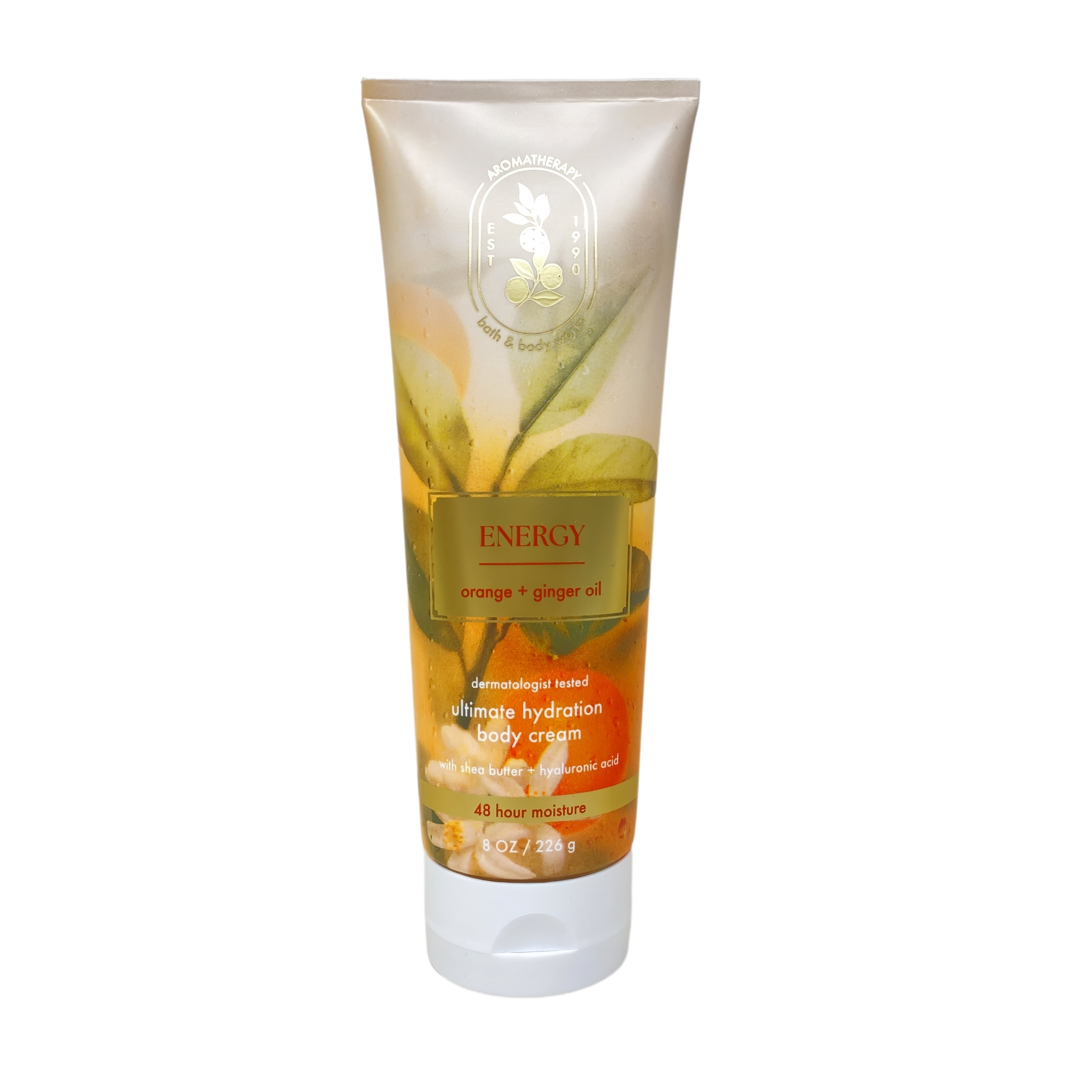 Bath & Body Works Aromatherapy Energy Orange + Ginger Oil - Ultimate Hydration Body Cream and Body Wash & Foam Bath with a Peach Gardenia Bar Soap
