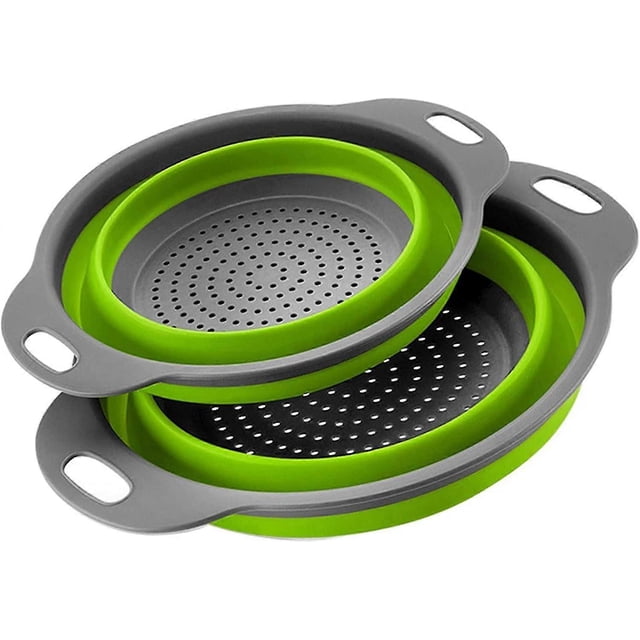 2pcs Set Silicone Colander, Foldable Filter,fruit And Vegetable Basket