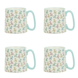 10 Strawberry Street Bella Laguna Rose 14 oz Ceramic Coffee Mugs, Set of 4,  Floral Gift - Walmart.com