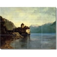 thumbnail image 1 of Ceramic Tile Mural-Gustave Courbet Waterfront Painting 214. 32" w x 24" h using (12) 8 x 8 ceramic tiles, 1 of 3