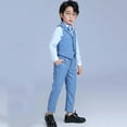thumbnail image 2 of Glisme Boys Outfits 4 Pack Suit Formal Vest Suit Short Sleeved Performance Clothing Set Sky Blue Boy Athletic Set Size 3-4 Years, 2 of 8