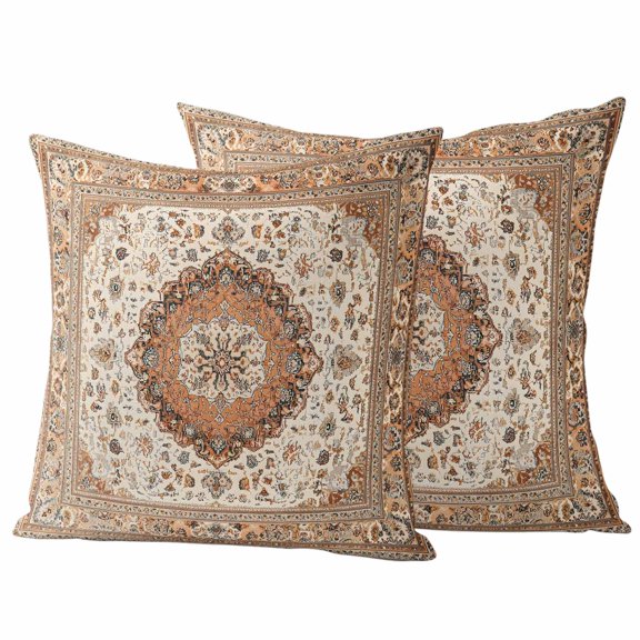 Outdoor Pillow Covers 18x18 Set of 2, Burnt Orange Boho Waterproof Patio Throw Pillow Covers for Couch Sofa Chair, Vintage Ethnic Geometric Southwestern Decorative Pillowcases for Throw Pillows