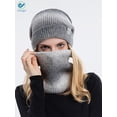 thumbnail image 3 of Deago Women's Tie Dye Winter Beanie Hat Scarf Set Warm Knit Hat Thick Fleece Lined Skull Caps Neck Warmer (Gray), 3 of 8