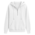 thumbnail image 5 of VEKDONE Womens Thin Fleece Lined Hoodie Fall Long Sleeve 1/2 Zip Up Pullover Sweatshirts | Casual Loose Fit Pullover Tops, Drawstring Hooded Sweatshirt with Kangaroo Pocket White XXL, 5 of 5