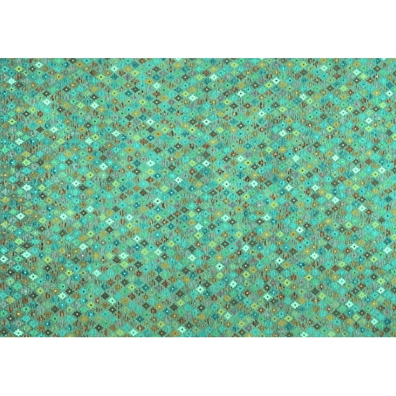Ahgly Company Machine Washable Indoor Rectangle Southwestern Turquoise Blue Country Area Rugs, 8' x 10'