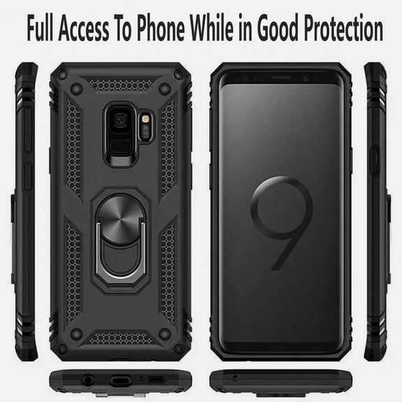 Samsung Galaxy S9 Plus Case,   STARSHOP Drop Protection Ring Kickstand Cover- Black