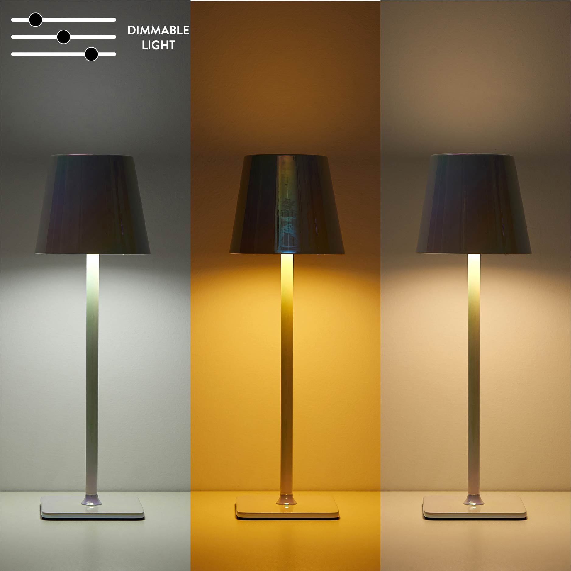 Mainstays Iridescent Rechargeable Table Lamp - 13 Inch Cordless Design