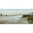 thumbnail image 2 of Paul-Camille Guigou 18x10 Gold Ornate Wood Frame and Double Matted Museum Art Print Titled - View of the Seine in Triel (1865), 2 of 4