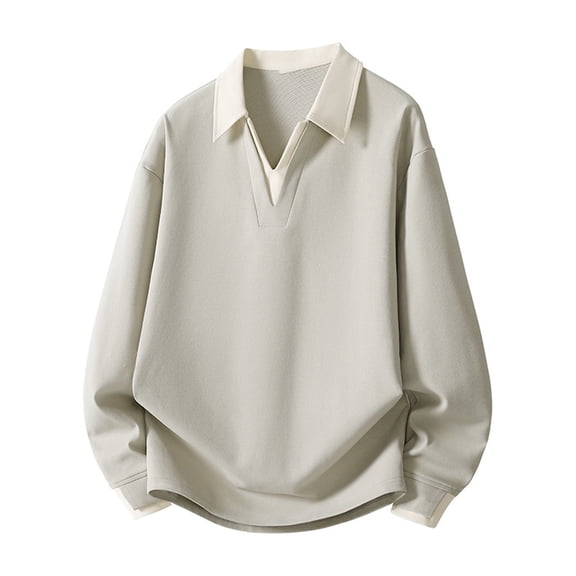 Abomasnow Men's Big & Tall Dress Shirts Trendy Long Sleeve Color Blocking Pullover Shirt Loose Fit V Neck Knitwear Tops M-5XL